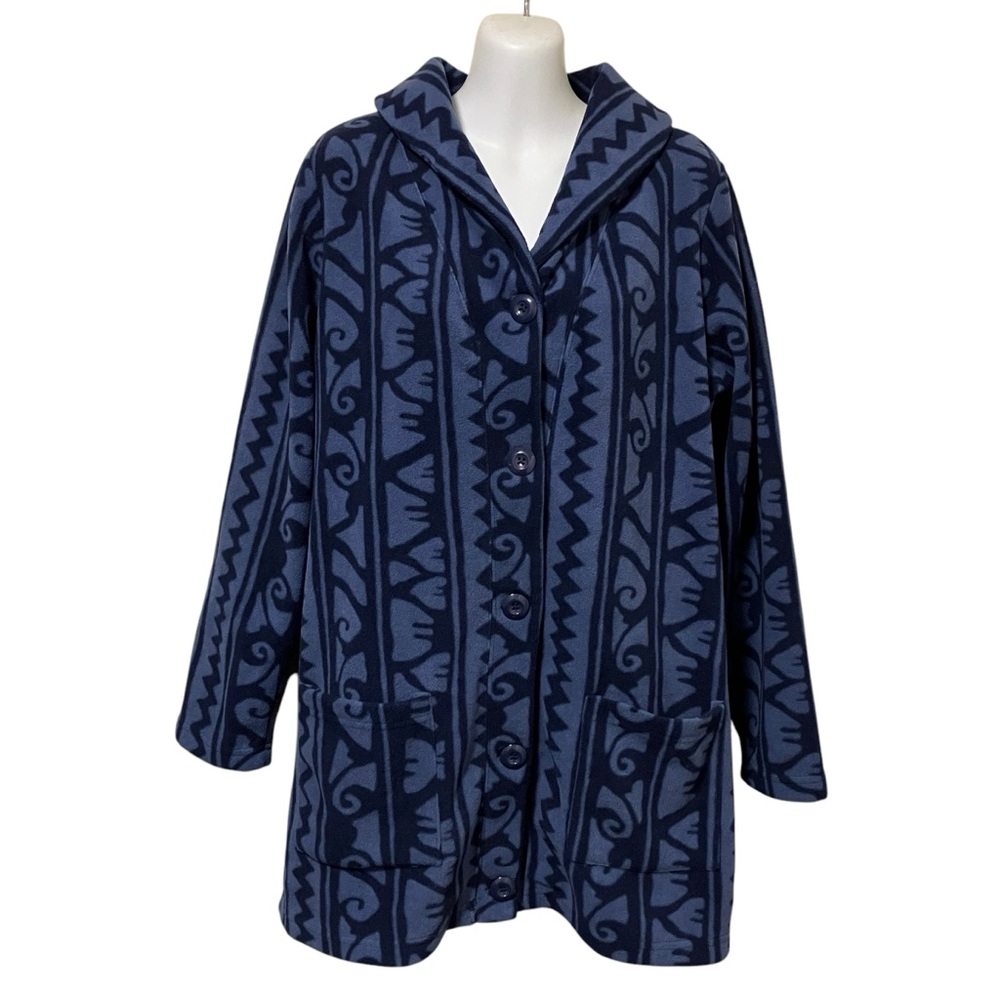 Denim & Co Blue Fleece Cardigan Sweater